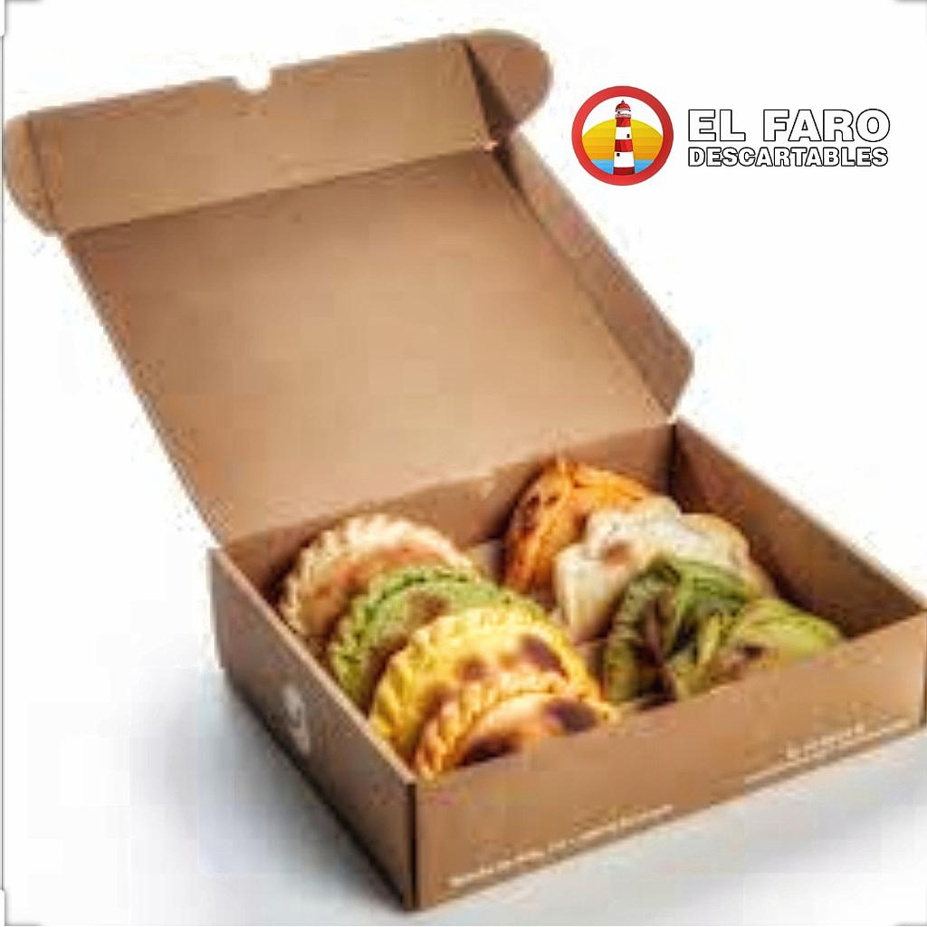 12 empanadas Caja microcorrugada (24x24x6) x unidad.