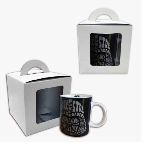 12x12x9 Caja blanca visor TAZA x unidad.