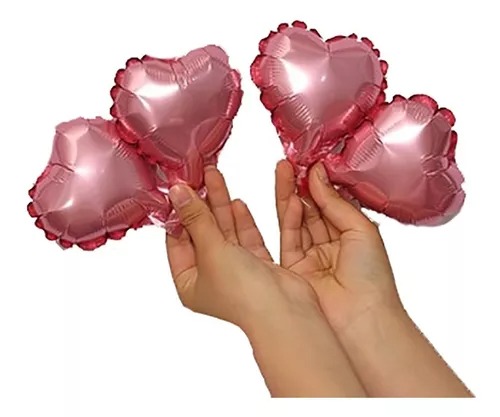 Mini Globo metalizado corazón x unidad.