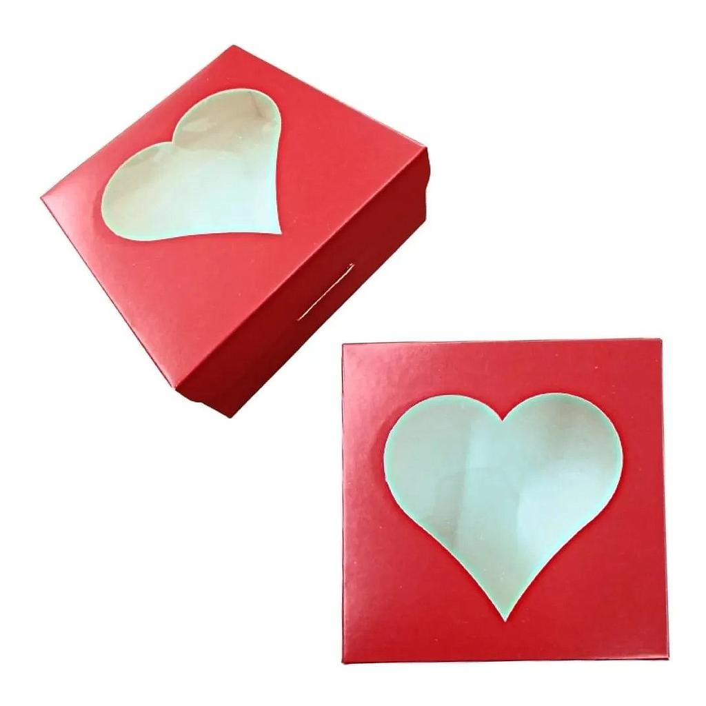 10x10 Caja cartulina visor corazon &quot;Cookies&quot; x unidad.