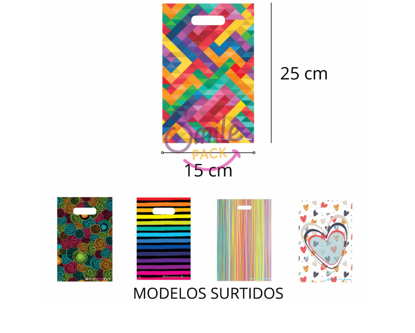 15x25 x 50u- Riñon impresas bolsas.